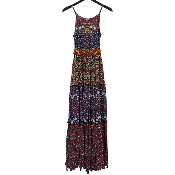 Bhanuni By Jyoti Size 0 Anthropologie Marala Floral Tiered Belted Maxi Dress - Picture 4 of 9